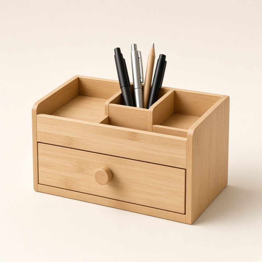 Bamboo Desktop Organizer with Drawer